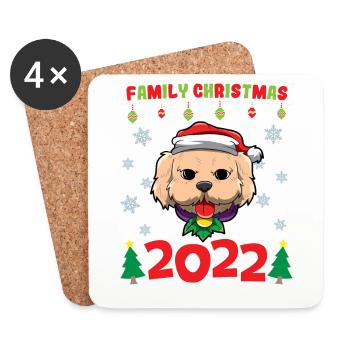 Noël en famille 2022 Drôle d’amoureux de Noël assorti - Dessous de verre (lot de 4) - blanc - Devant