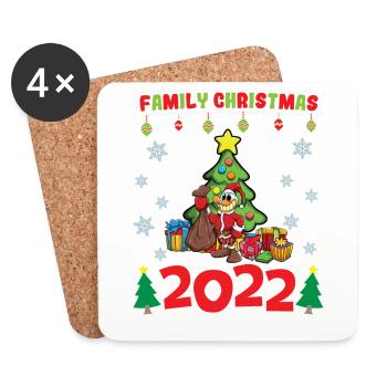 Noël en famille 2022 Drôle d’amoureux de Noël assorti - Dessous de verre (lot de 4) - blanc - Devant