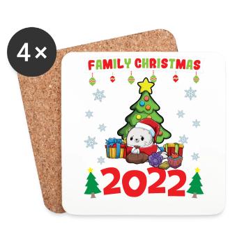 Noël en famille 2022 Drôle d’amoureux de Noël assorti - Dessous de verre (lot de 4) - blanc - Devant