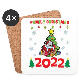 Noël en famille 2022 Drôle d’amoureux de Noël assorti - Dessous de verre (lot de 4) - blanc - Devant