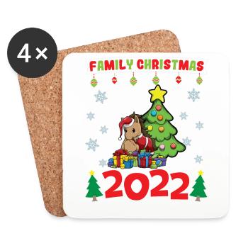 Noël en famille 2022 Drôle d’amoureux de Noël assorti - Dessous de verre (lot de 4) - blanc - Devant