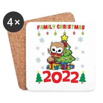 Noël en famille 2022 Drôle d’amoureux de Noël assorti - Dessous de verre (lot de 4) - blanc - Devant