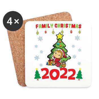 Noël en famille 2022 Drôle d’amoureux de Noël assorti - Dessous de verre (lot de 4) - blanc - Devant