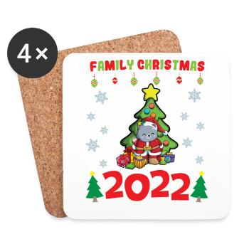 Noël en famille 2022 Drôle d’amoureux de Noël assorti - Dessous de verre (lot de 4) - blanc - Devant