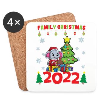 Noël en famille 2022 Drôle d’amoureux de Noël assorti - Dessous de verre (lot de 4) - blanc - Devant