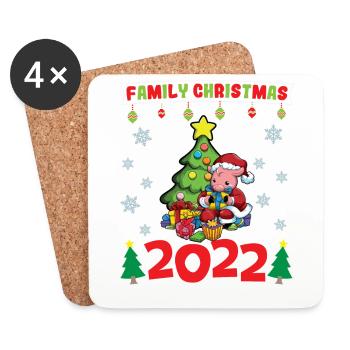 Noël en famille 2022 Drôle d’amoureux de Noël assorti - Dessous de verre (lot de 4) - blanc - Devant