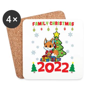 Family Christmas 2022 Funny Matching Xmas Lover - Untersetzer (4er-Set) - Weiß - Vorne