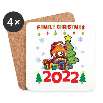 Noël en famille 2022 Drôle d’amoureux de Noël assorti - Dessous de verre (lot de 4) - blanc - Devant