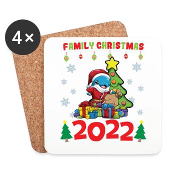 Noël en famille 2022 Drôle d’amoureux de Noël assorti - Dessous de verre (lot de 4) - blanc - Devant