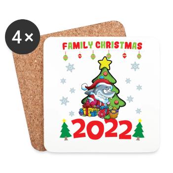 Noël en famille 2022 Drôle d’amoureux de Noël assorti - Dessous de verre (lot de 4) - blanc - Devant
