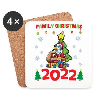Noël en famille 2022 Drôle d’amoureux de Noël assorti - Dessous de verre (lot de 4) - blanc - Devant