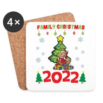 Noël en famille 2022 Drôle d’amoureux de Noël assorti - Dessous de verre (lot de 4) - blanc - Devant