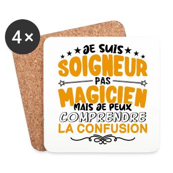 Soigneur pas Magicien | le Meilleur Soigneur cade - Dessous de verre (lot de 4) - blanc - Devant