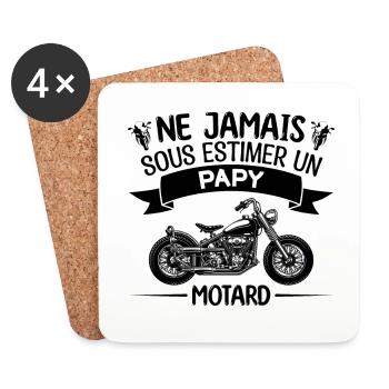 papy motard | cadeau papy motard moto - Dessous de verre (lot de 4) - blanc - Devant