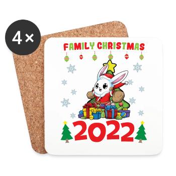 Noël en famille 2022 Drôle d’amoureux de Noël assorti - Dessous de verre (lot de 4) - blanc - Devant