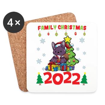Noël en famille 2022 Drôle d’amoureux de Noël assorti - Dessous de verre (lot de 4) - blanc - Devant