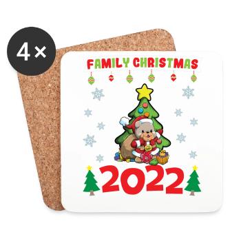 Noël en famille 2022 Drôle d’amoureux de Noël assorti - Dessous de verre (lot de 4) - blanc - Devant