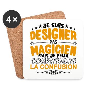 Designer pas Magicien | le Meilleur Designer cade - Dessous de verre (lot de 4) - blanc - Devant