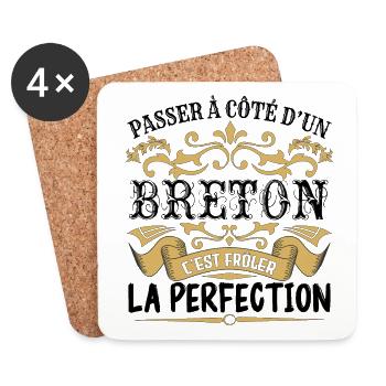 Breton | le Meilleur cadeau Breton - Dessous de verre (lot de 4) - blanc - Devant