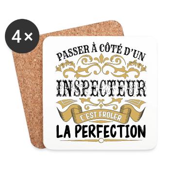 Inspecteur | le Meilleur cadeau Inspecteur - Dessous de verre (lot de 4) - blanc - Devant