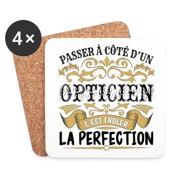 Opticien | le Meilleur cadeau Opticien - Dessous de verre (lot de 4) - blanc - Devant