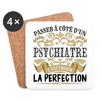 Psychiatre | le Meilleur cadeau Psychiatre - Dessous de verre (lot de 4) - blanc - Devant