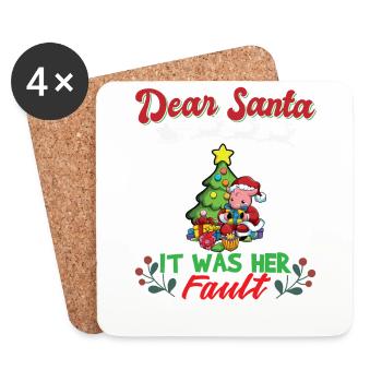 Cher Père Noël, c’était de sa faute si ses frères et sœurs correspondaient à Noël - Dessous de verre (lot de 4) - blanc - Devant