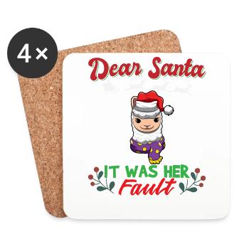 Dear Santa It Was Her Fault Siblings Matching Xmas - Untersetzer (4er-Set) - Weiß - Vorne