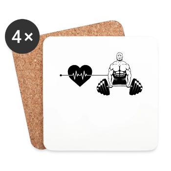 Rythme cardiaque de musculation - Dessous de verre (lot de 4) - blanc - Devant