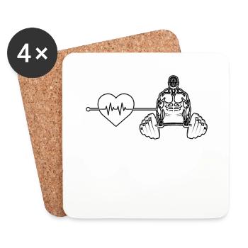 Rythme cardiaque de musculation - Dessous de verre (lot de 4) - blanc - Devant