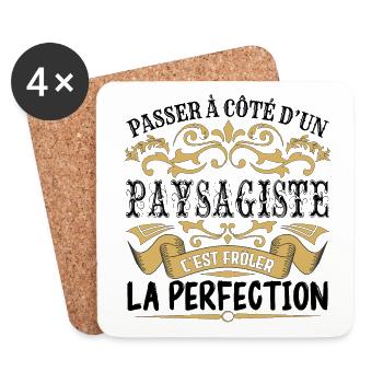 Paysagiste | le Meilleur cadeau Paysagiste - Dessous de verre (lot de 4) - blanc - Devant