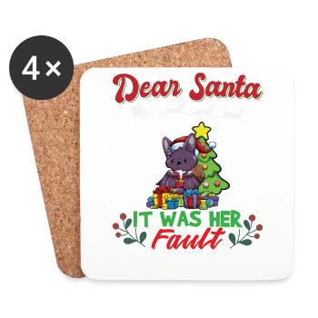 Dear Santa It Was Her Fault Siblings Matching Xmas - Untersetzer (4er-Set) - Weiß - Vorne
