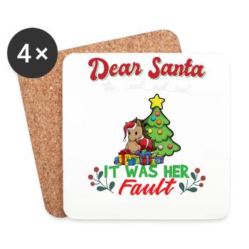 Dear Santa It Was Her Fault Siblings Matching Xmas - Untersetzer (4er-Set) - Weiß - Vorne