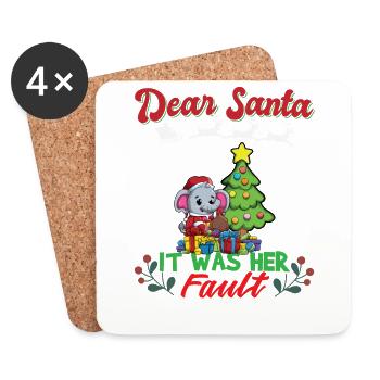 Dear Santa It Was Her Fault Siblings Matching Xmas - Untersetzer (4er-Set) - Weiß - Vorne