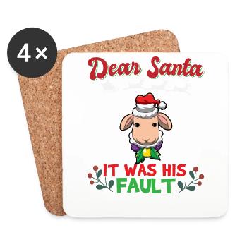 Dear Santa It Was His Fault Siblings Matching Xmas - Untersetzer (4er-Set) - Weiß - Vorne
