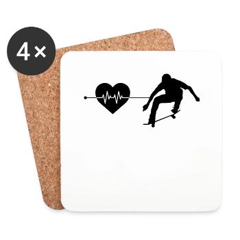 Skater Skate Herzschlag - Untersetzer (4er-Set) - Weiß - Vorne