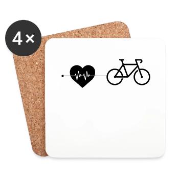 Battement de cœur de vélo - Dessous de verre (lot de 4) - blanc - Devant