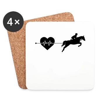 Battements de cœur de cheval - Dessous de verre (lot de 4) - blanc - Devant