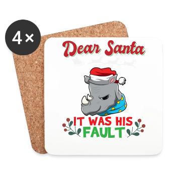 Dear Santa It Was His Fault Siblings Matching Xmas - Untersetzer (4er-Set) - Weiß - Vorne