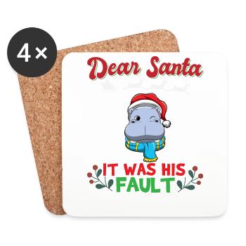 Dear Santa It Was His Fault Siblings Matching Xmas - Untersetzer (4er-Set) - Weiß - Vorne