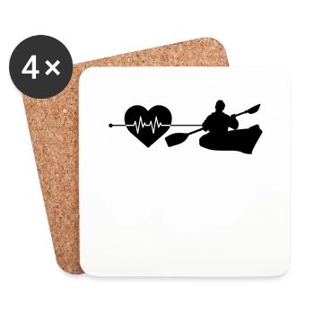 Canoe Kayak Heartbeat - Coasters (set of 4) - white - Front