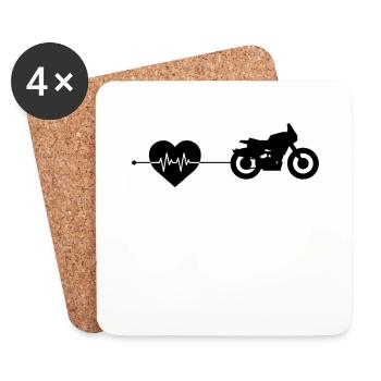 Battement de cœur de moto - Dessous de verre (lot de 4) - blanc - Devant
