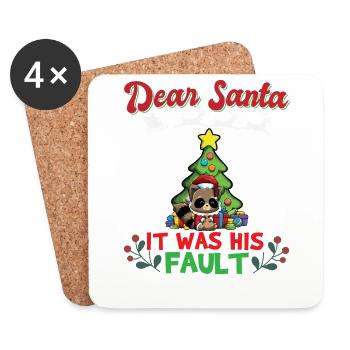 Dear Santa It Was His Fault Siblings Matching Xmas - Untersetzer (4er-Set) - Weiß - Vorne