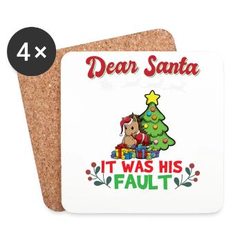 Dear Santa It Was His Fault Siblings Matching Xmas - Coasters (set of 4) - white - Front