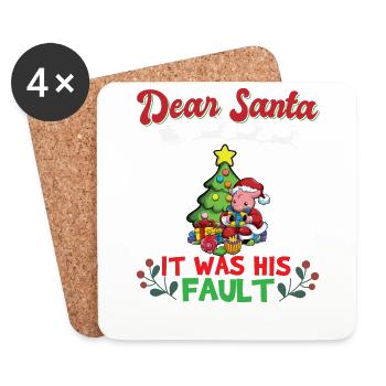 Dear Santa It Was His Fault Siblings Matching Xmas - Untersetzer (4er-Set) - Weiß - Vorne