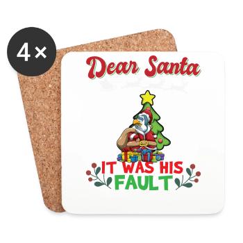 Dear Santa It Was His Fault Siblings Matching Xmas - Coasters (set of 4) - white - Front