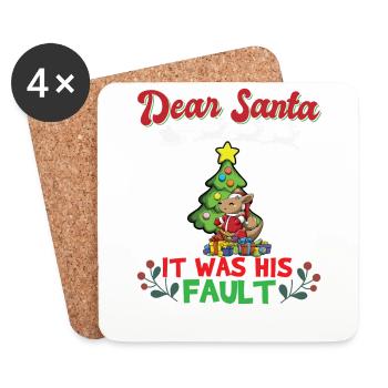 Dear Santa It Was His Fault Siblings Matching Xmas - Coasters (set of 4) - white - Front