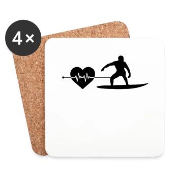 Surfen Herzschlag - Untersetzer (4er-Set) - Weiß - Vorne