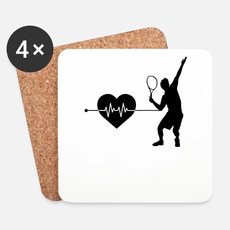 Tennis Herzschlag - Untersetzer (4er-Set) - Weiß