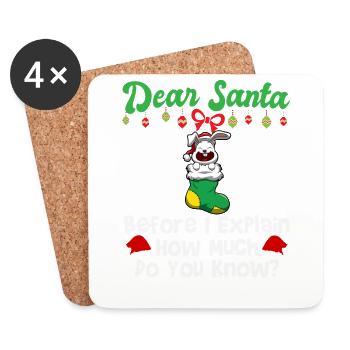 Dear Santa Before I Explain How Much Do You Know - Coasters (set of 4) - white - Front
